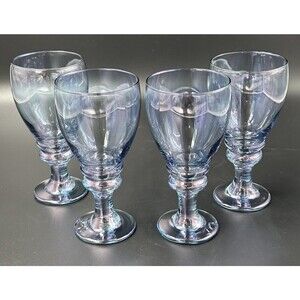 Top Shelf Blue Opaque 17 oz Goblets in Box Set of 4 Blue Stemmed Glasses 7.5 in